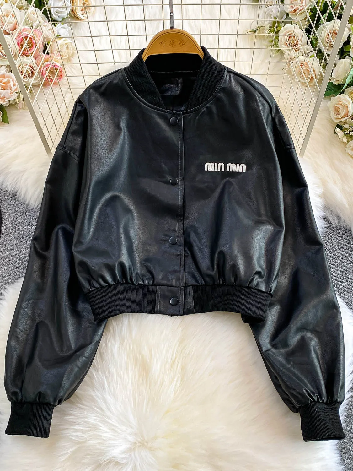 Retro American Sle Biker Or da donna in pelle PU Jaet colletto alla coreana cappotto antivento Faionable autunno inverno Top