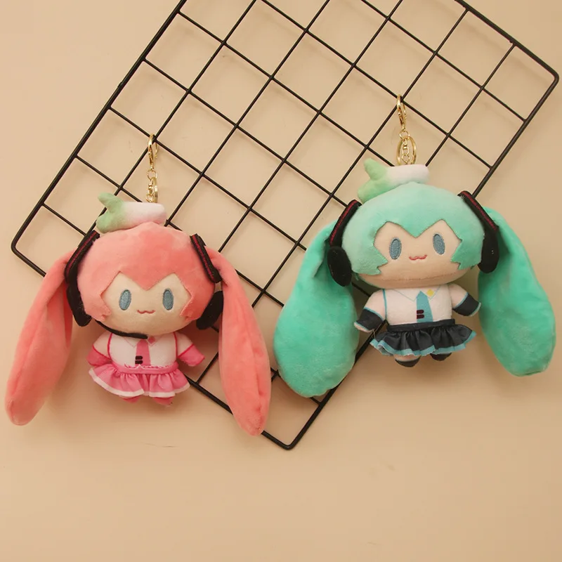 Anime Hatsune Miku Keychain Plush Doll Cute Girl Decorate Pp Cotton Filling Pillow Surrounding Toy Doll Gift Wholesale