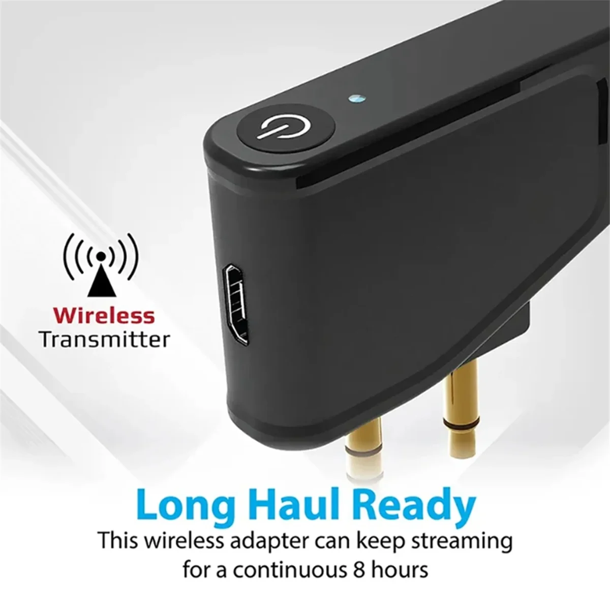 Adaptador de voo de companhia aérea de avião Bluetooth 5.3 Transmissor A2DP para fones de ouvido sem fio com cancelamento de ruído Aonic 40 50