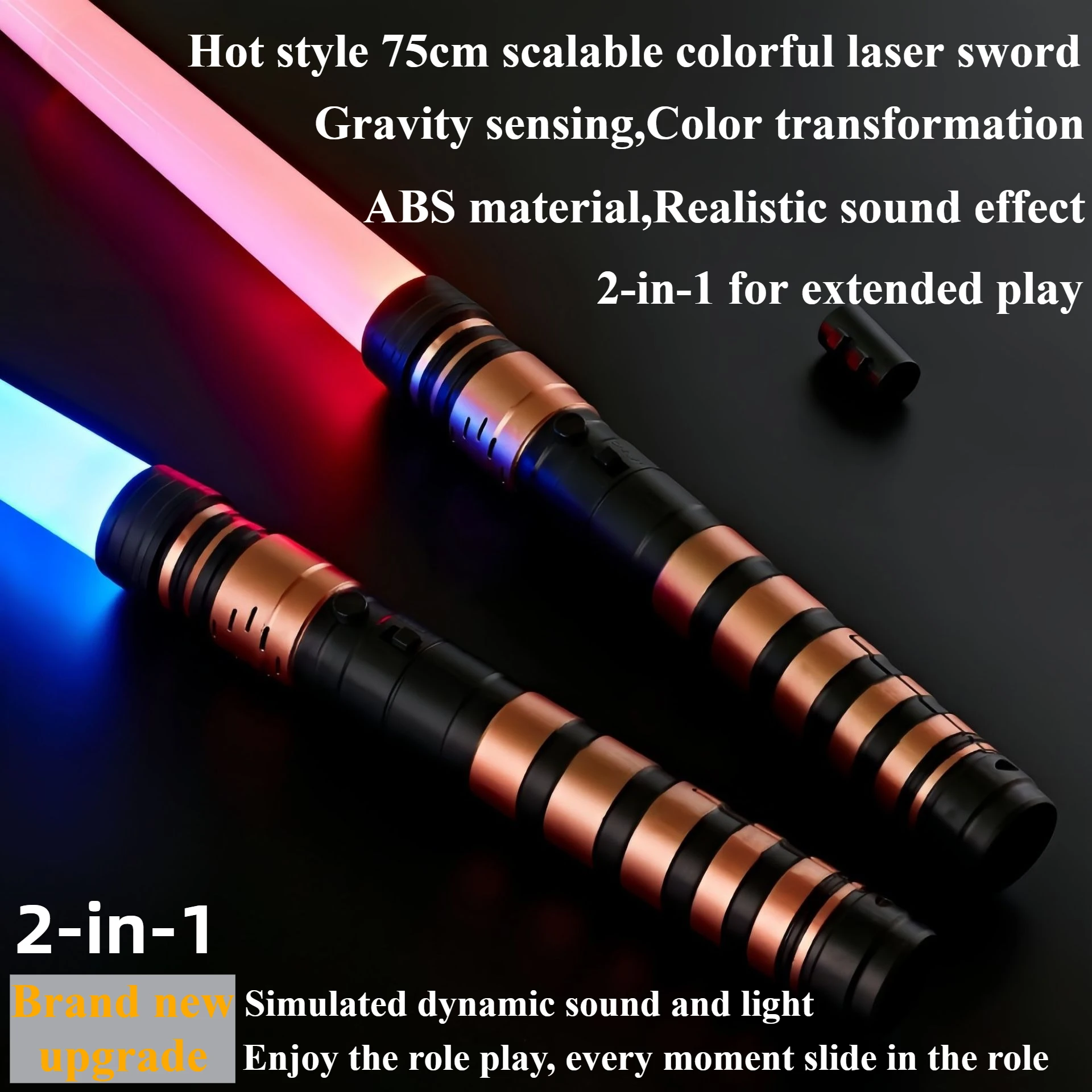 Kawaii Kpop Lightstick Funny Gift-Hot Style 75cm Scalable Colorful Laser Sword,2-in-1 Luminous Sound Lightsabers,Toys For Kids