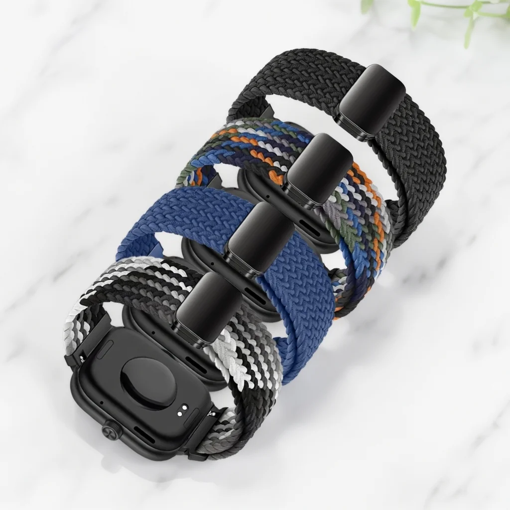 Xiaomi Smartwatch Accessories - Xiaomi Redmi Watch 6 5 4用マグネティック編組ナイロンバンド、調整可能なスポーツ交換用ストラップ、Mi