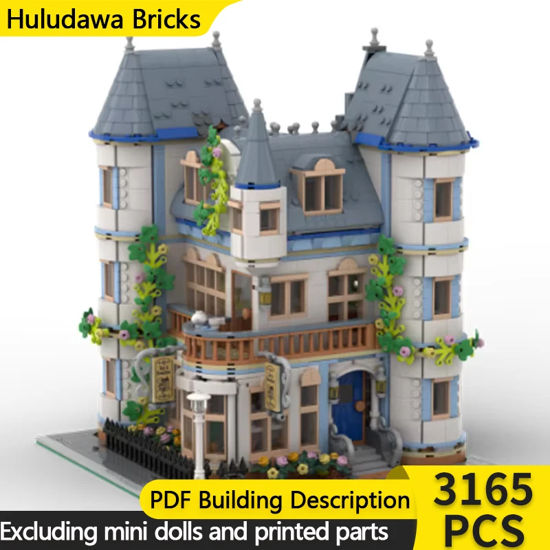 Street View Model MOC Building Bricks Blue watchtower Castle Buildings Modular Technolog Gift Holiday Assemble Children Toy Suit