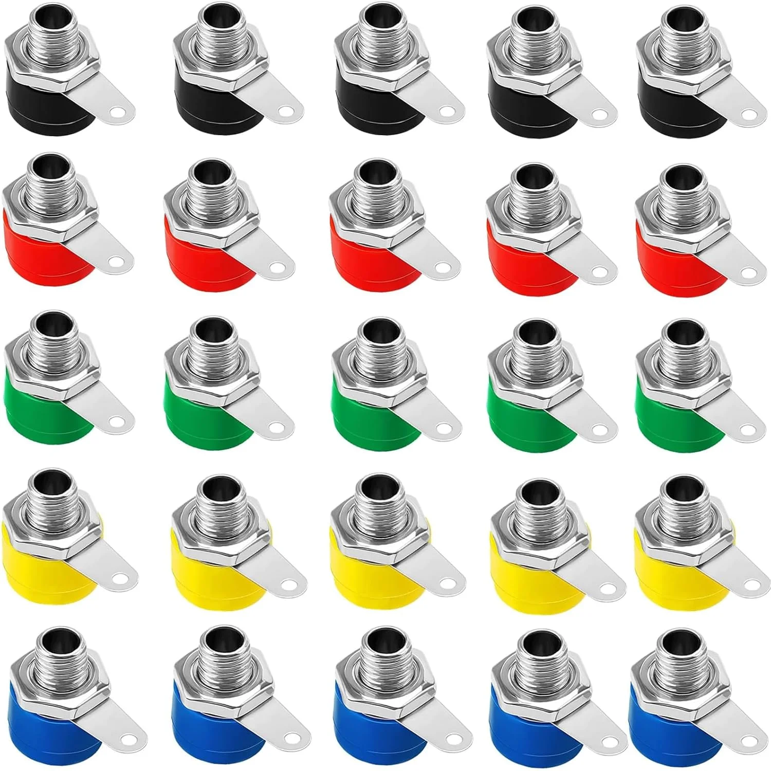 25PCS 4mm Female Banana Jack Socket Female Panel Connector with 5 Color For Panel Mounting Compatible with Standard 4mm Plug
