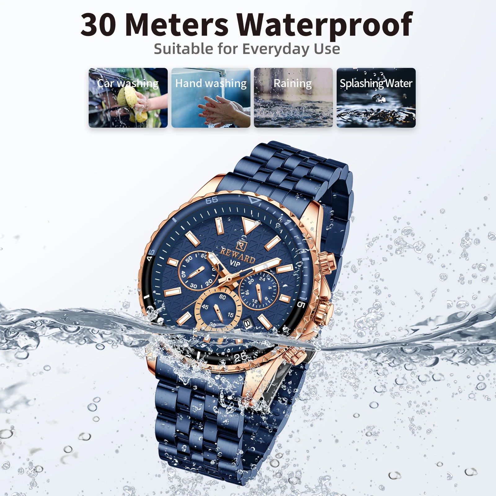 New REWARD Fashion Mens Watches Classic Business Wrist Watch Waterproof Luminous Chronograph Auto Date Sport Wristwatch