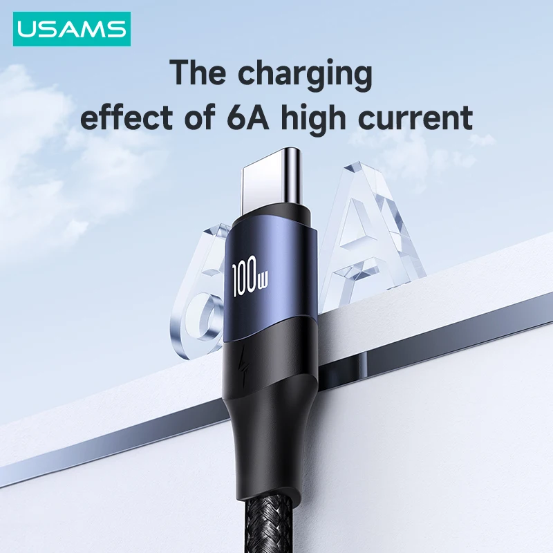 USAMS 100W 6A 3 in 2 Cable USB A To Type C Cable PD Fast Charge USB-C Mirco Cable For iPhone 14 13 12 11 Pro Max Huawei Xiaomi