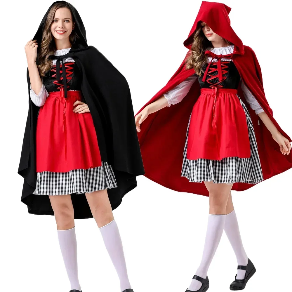 

Womens-Red Riding Hood-Cape Halloween Costume For Women Adult Cape Hood Cloak Women's Red Riding Hood Costume