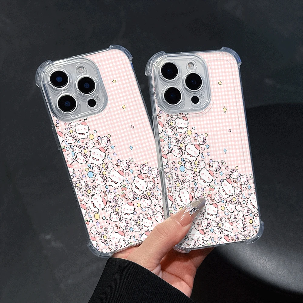 Sanrio funda de teléfono suave para IPhone 14 IPhone 16/15/14/13/12/11/x/xs/xs Max fundas de teléfono móvil para mujer Sanrio KT accesorio de moda