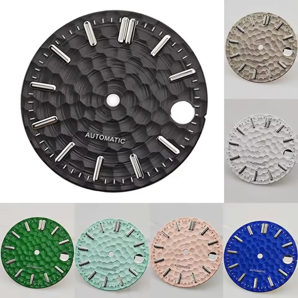 2026 New 28.5mm Watch Dial Fit for NH35 NH36 Movement Green Luminous Silver Nail Grey/Green/Blue/Pink/White/Black Dial