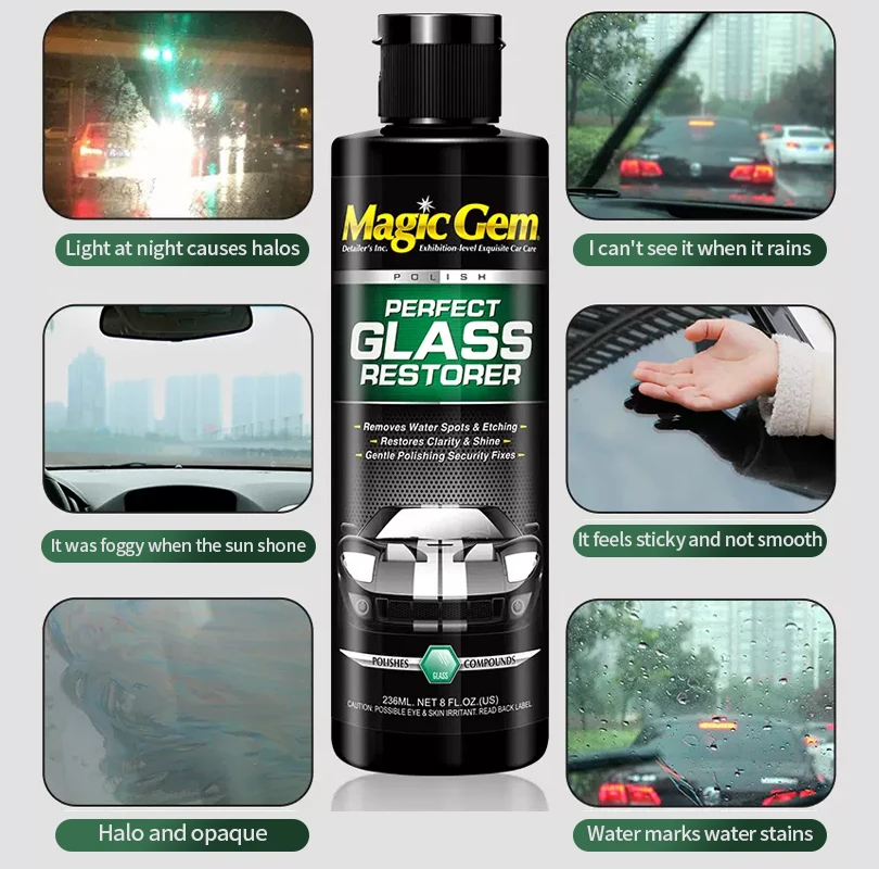 Magic Gem M24 Car Glass Film Remover Windscreen Cleaner Removes film and water spots Prevents glare Restores clarity of vision