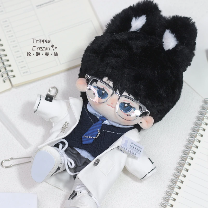 Fashion Student Occupation Eyeglasses white Scientist Uniform   Suit For 20cm Plush Plushie Cotton Doll Clothes Accessories