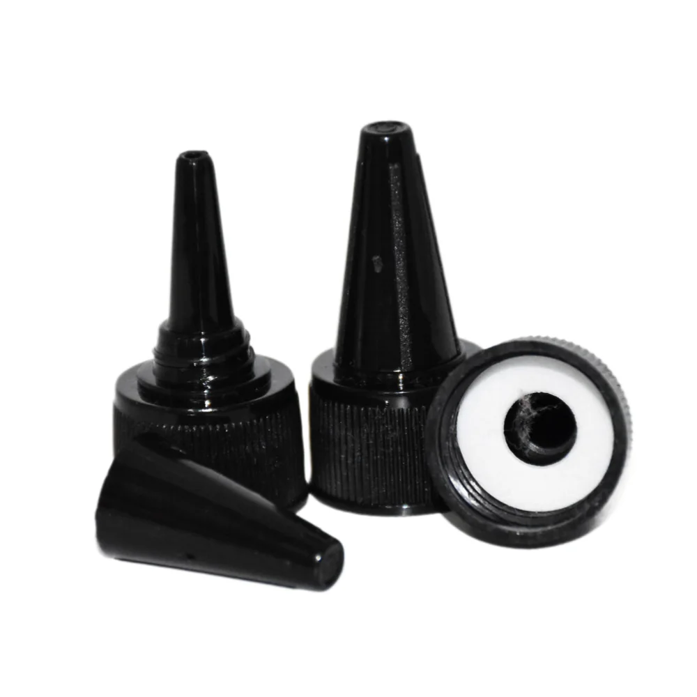 20 قطعة 18 مللي متر قبعات سوداء عينة الأغطية لضغط زجاجات البولي ايثيلين الوشم الحبر زجاجة استبدال تويست الغطاء العلوي للغراء