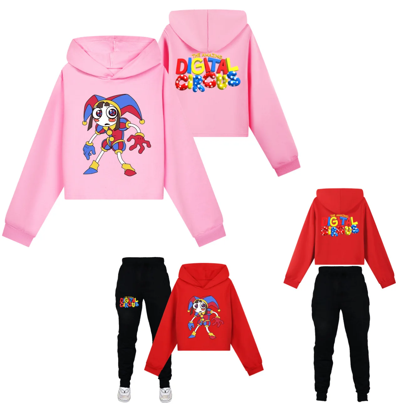 

The Amazing Digital Circus Girls Hoodie Set Cropped Hoodies Children Clothing Spring Fall Hip Hop Hoody Kids Long sleeve 2891