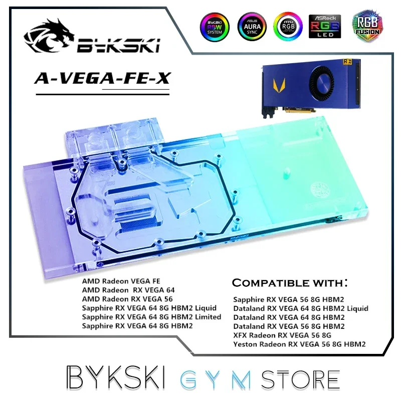 Bykski-bloque de agua GPU de cobertura completa para radiador VGA, tarjeta gráfica AMD Radeon Vega Frontier Edition, 5V/12V M/B SYNC A-VEGA-FE