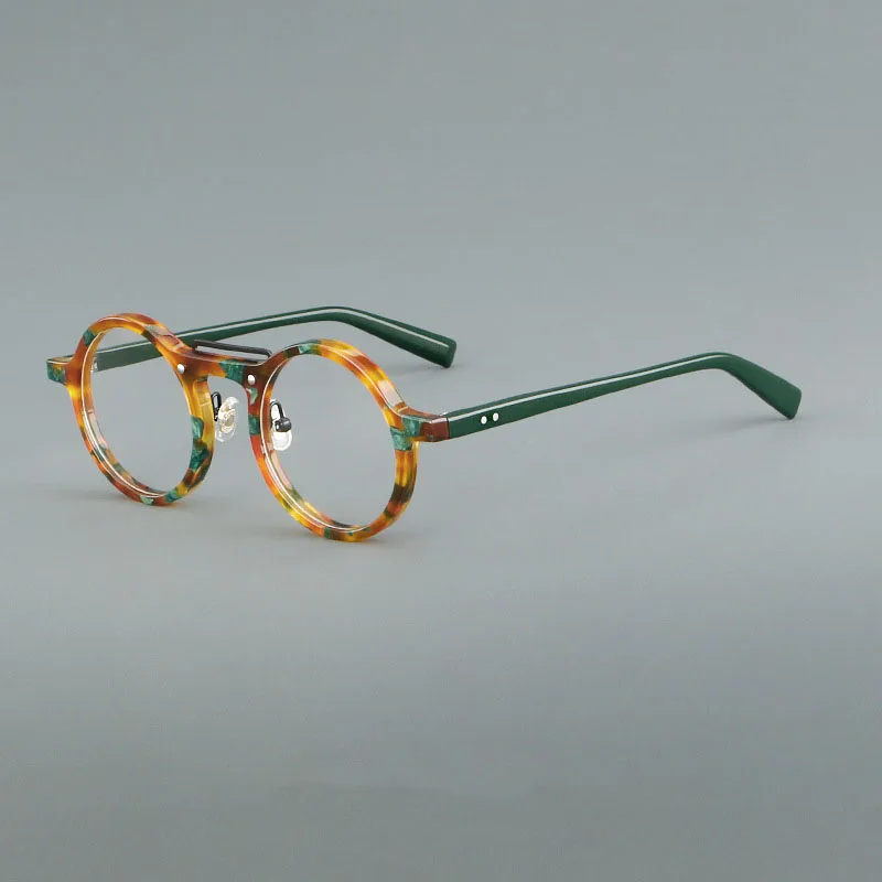 

Fashion Print Round Myopia Reading Glasses Frame Women Men Retro Green Black Transparent Mixed Color Optical Acetate Eyeglasses