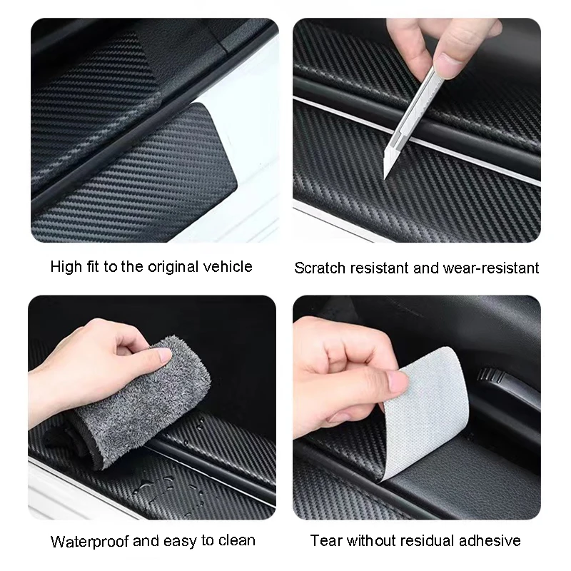 Car Door Threshold Scuff Plate For Chery TIGGO 2 3 4 5 7 Pro 8 3X A1 QQ Arrizo Carbon Fiber Trunk Bumper Stickers Accessories