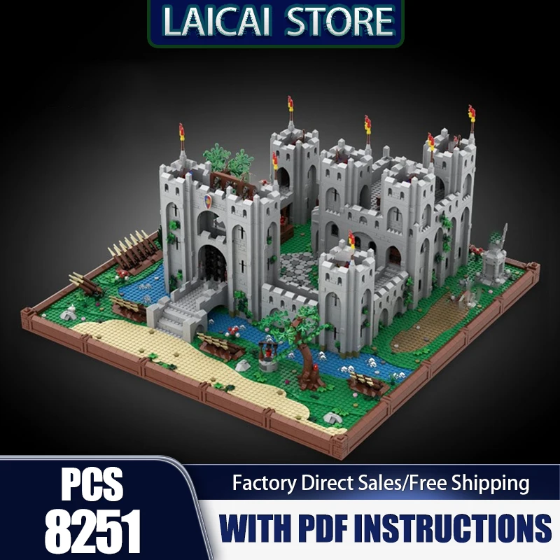 

Castle Model Moc Building Blocks Twin Tower Gatehouse Fortress Building Bricks Model DIY Assembly Construction Toy Holiday Gift