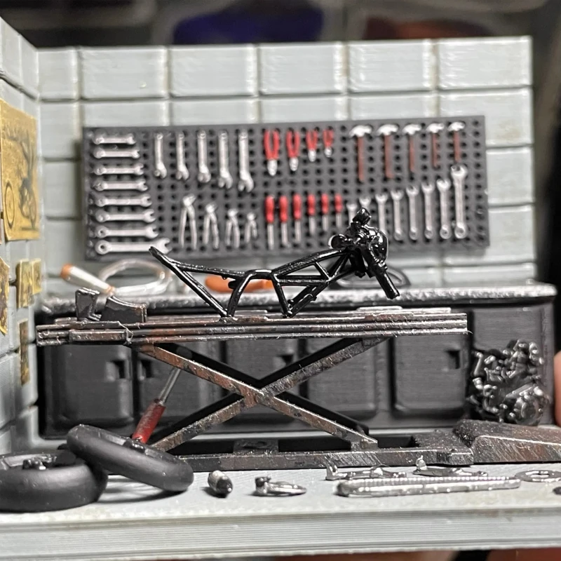 1/64 도구 벽 구멍 플레이트 모델 수정 자동차 차고 수리 액세서리 DIY 장면 배열 1:64 수지 미니어처 그림