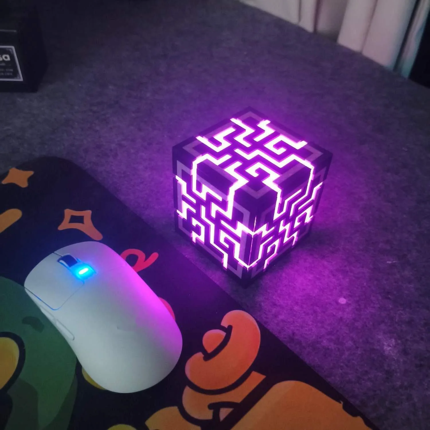 3D Printed Pixel Cube Night Lights 16 Colors Rechargeable LED Game Lamps 9cm Maze Blocks For Desk Ornament Room Decor Gift