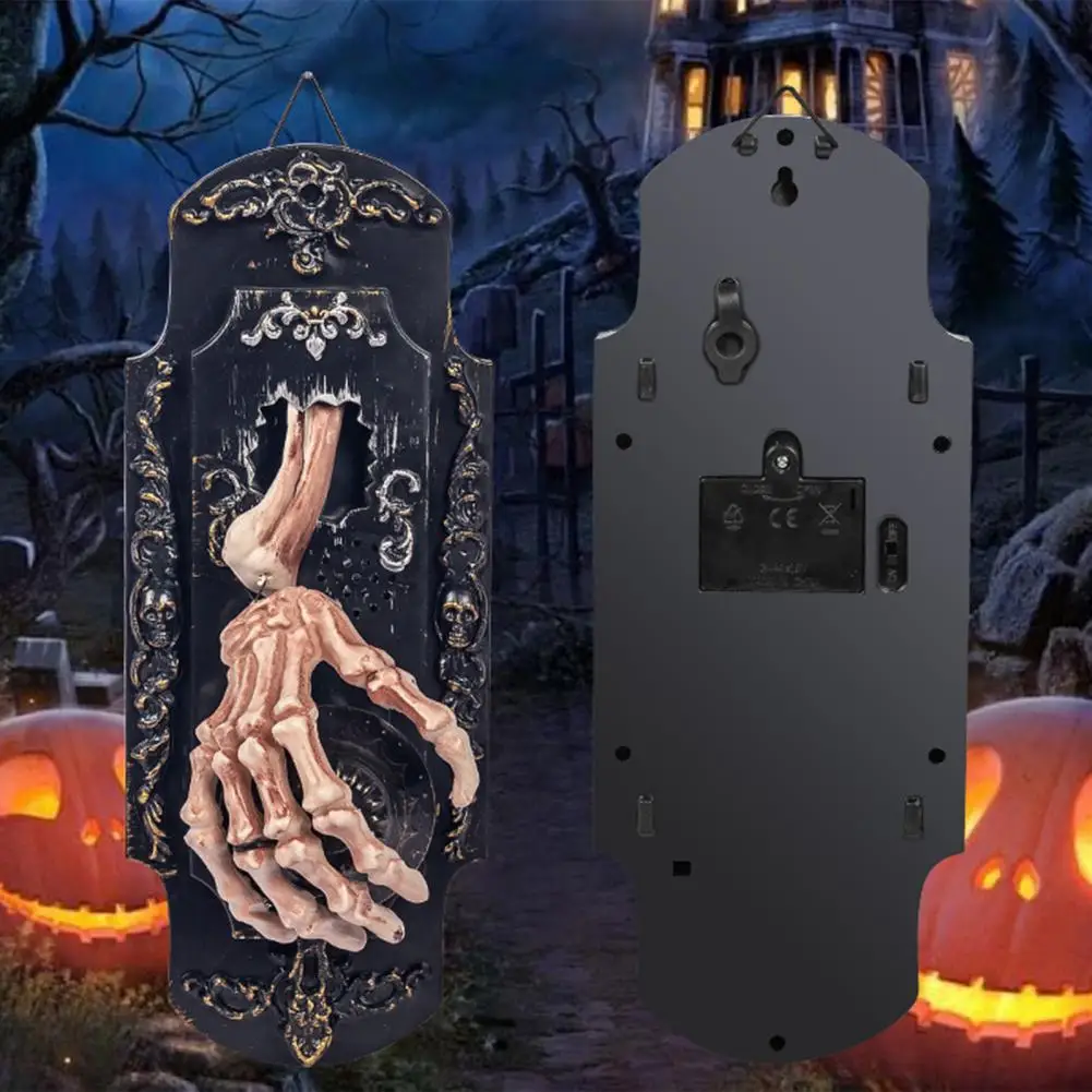 Skeleton Hand Doorbell Activated Halloween Doorbell with Skeleton Hand Light Sound for Teasing or Electric Doorbell for Home