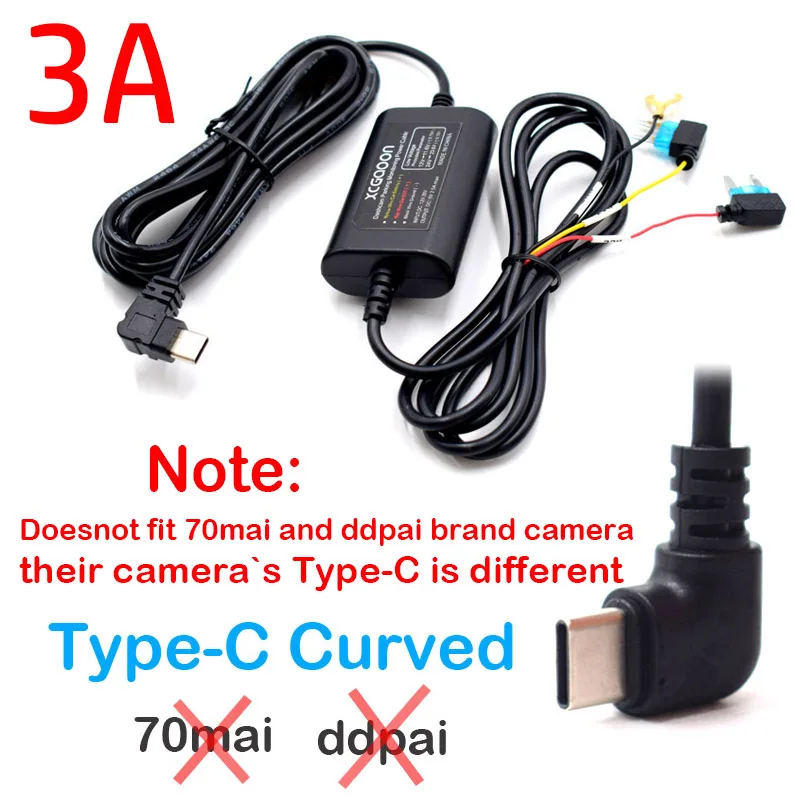 5V 3.0A Parking Monitoring Auto DVR Dashcam Camera Hardwire Kit Met Laagspanningsbeveiliging Mini Micro Type-C USB-oplaadpoort