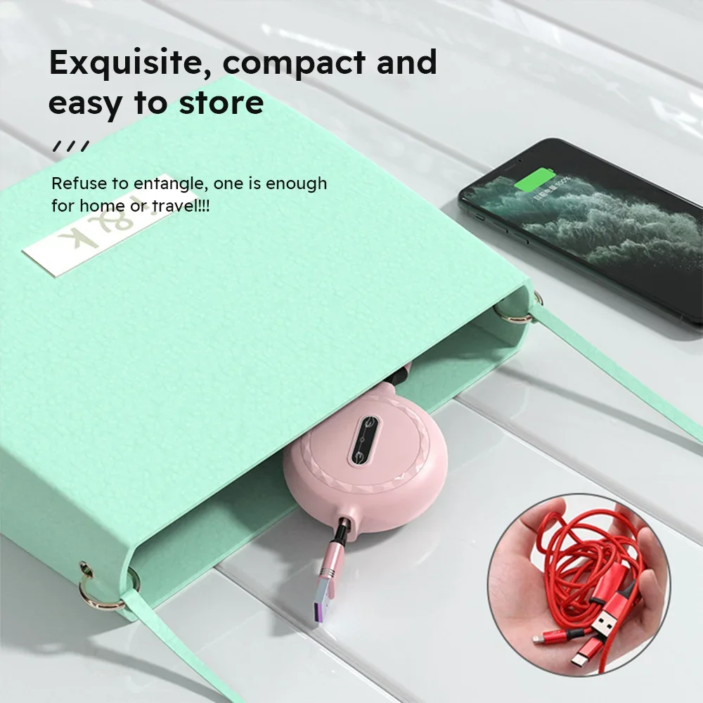 3 In 1 Retractable USB Cable  Fast Charging Data Cord For Iphone Samsung Huawei Xiaomi Multi Port Multiple Charging Wire