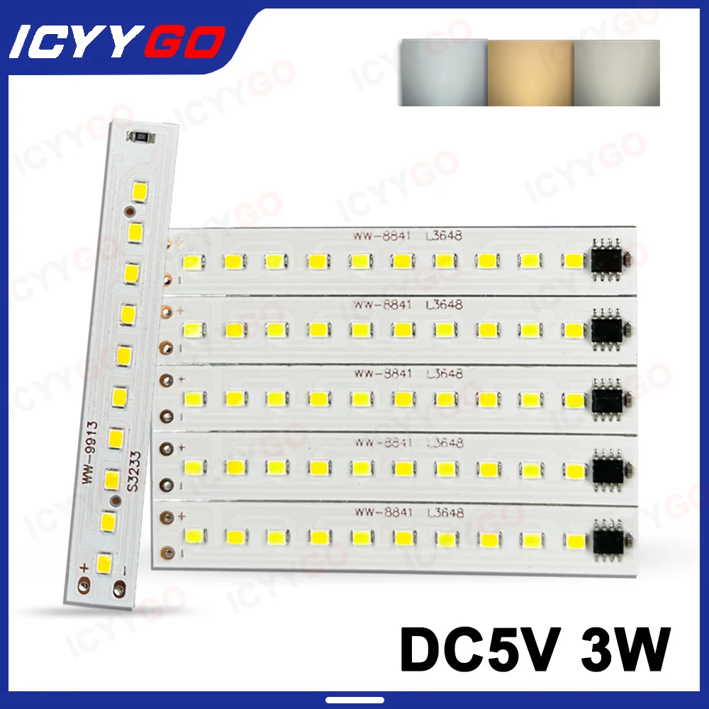 

DC5V LED Light Board 84x12MM Warm Light Long Strip Three Colors Suitable For 3D Night Light Light Source Board