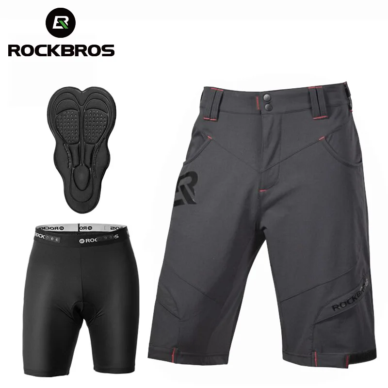 ROCKBROS Men's Bicycle Shorts Breahtable Summer Outdoor Sports Bike Shorts Pant MTB Road Padded Underwear Cycling Shorts Trouser