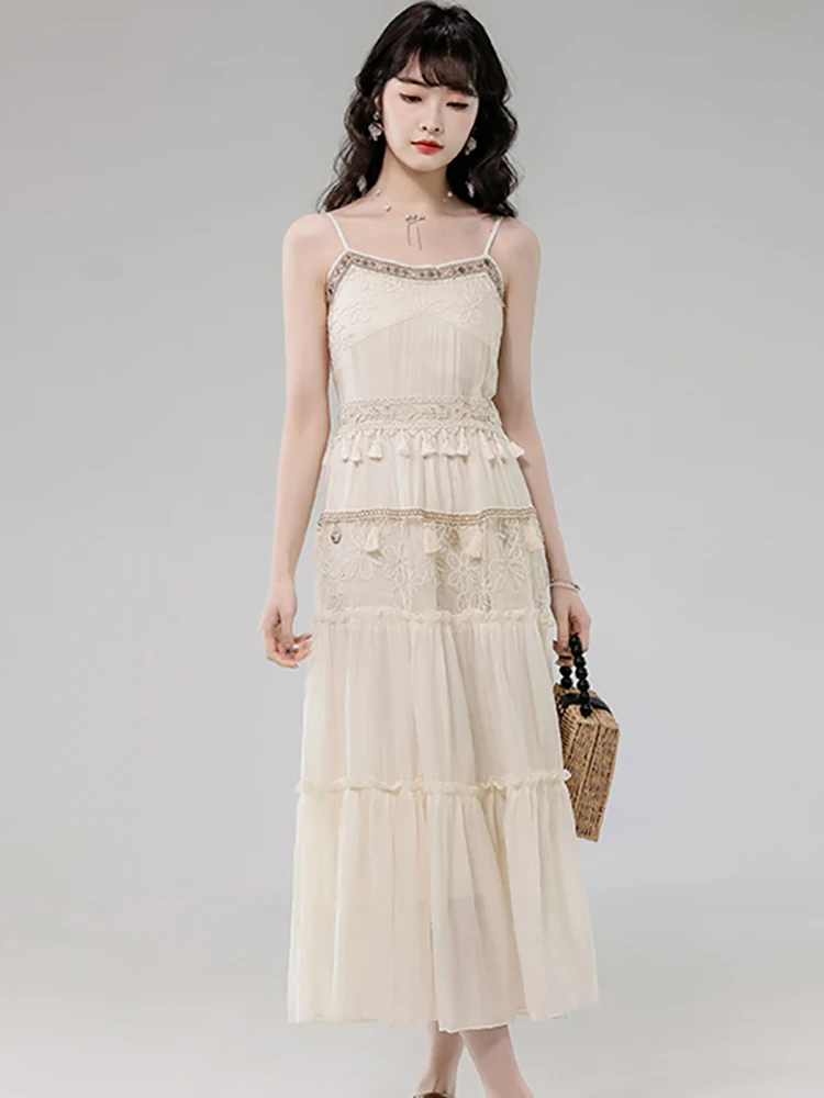 Robe longue de luxe en Jacquard brodé avec franges, Chic, élégante, écharpe, Sexy, coréenne, moulante, tenue de soirée, nouvelle collection été 2025