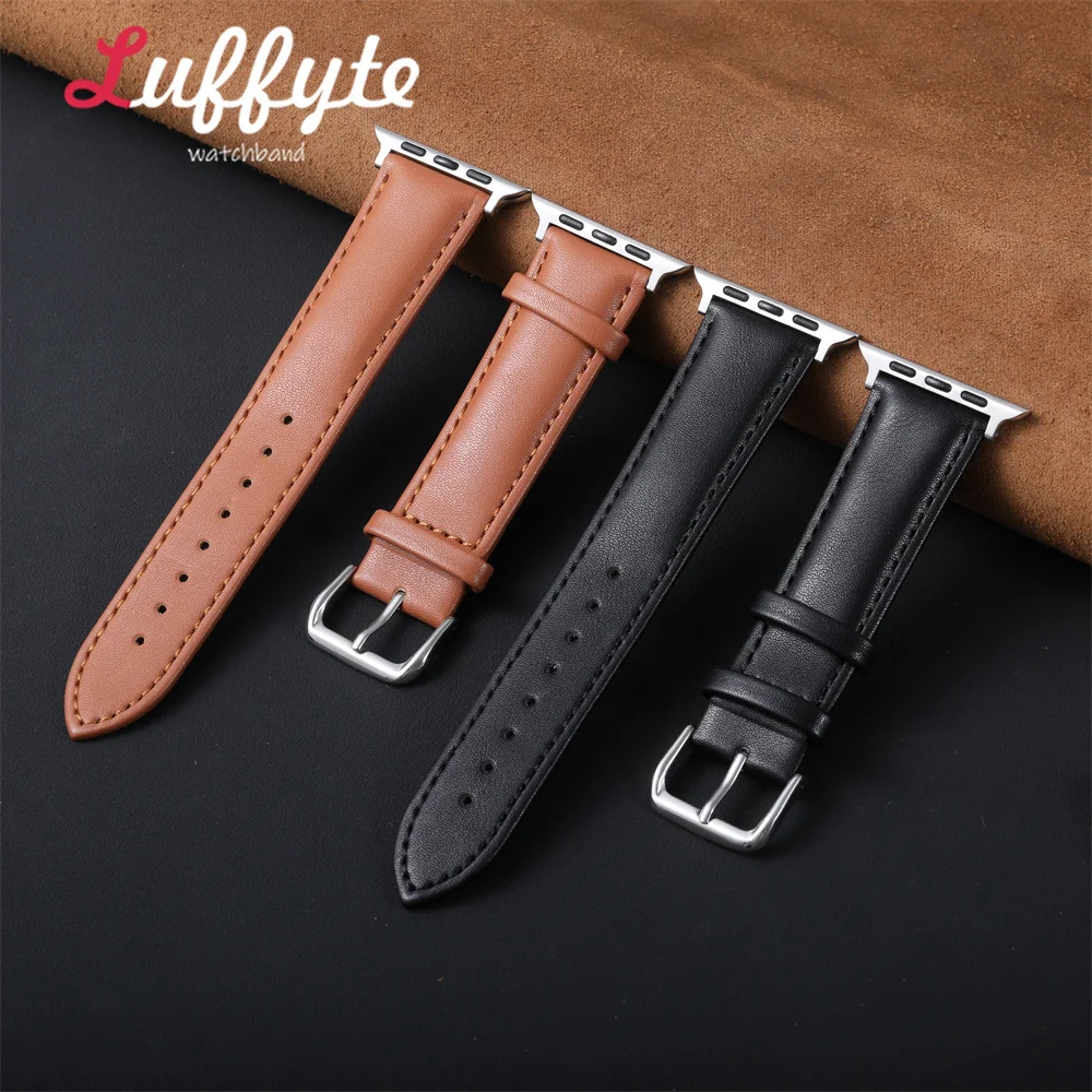 Klassisches PU-Leder-Armband für Herren für Apple Watch Serie 1-11 Ultra SE, bequemes, lässiges Design-Uhrenarmband für iWatch 38-49 mm