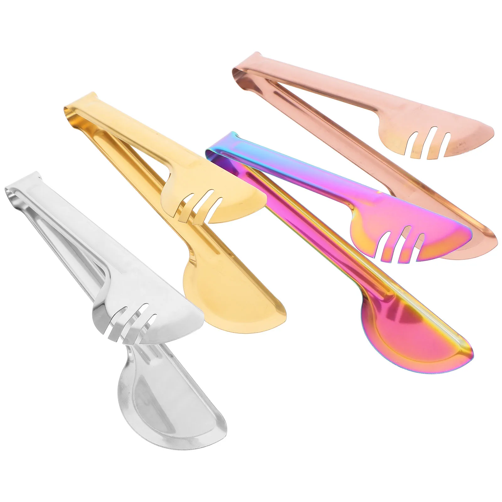 

4 Pcs Food Tongs Bread Barbecue Semicircle Serving 201 Stainless Steel Bbq for Grill