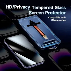 2Pcs Anti-spy Tempered Glass For iPhone 16 15 Pro Max Full Cover Screen Protector For 11 12 13 Pro Mini Dust free Installation