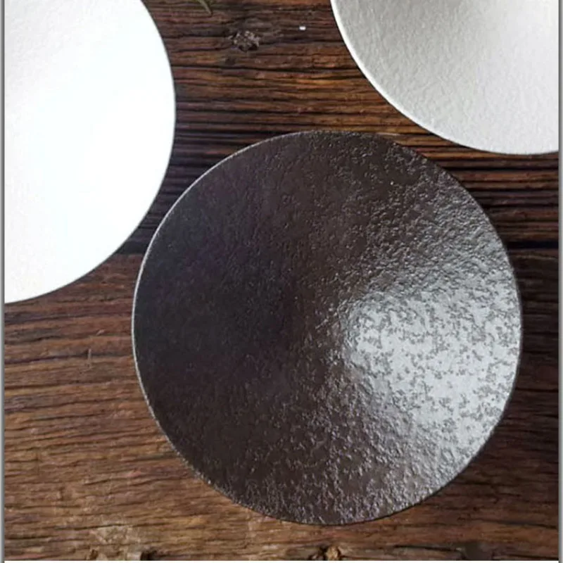 Creative Stone Pattern Round Ceramic Plate Irregular Tall Leg Candy Fruit Plate Cartoon Table Storage Bowl Dining Tableware Home