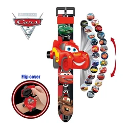 Hot Disney Spider-man Iron Man Superheroes Pixar Toys Children Watch 3D Projection Cars MCqueen  Cartoon Watch Children Toys Gif