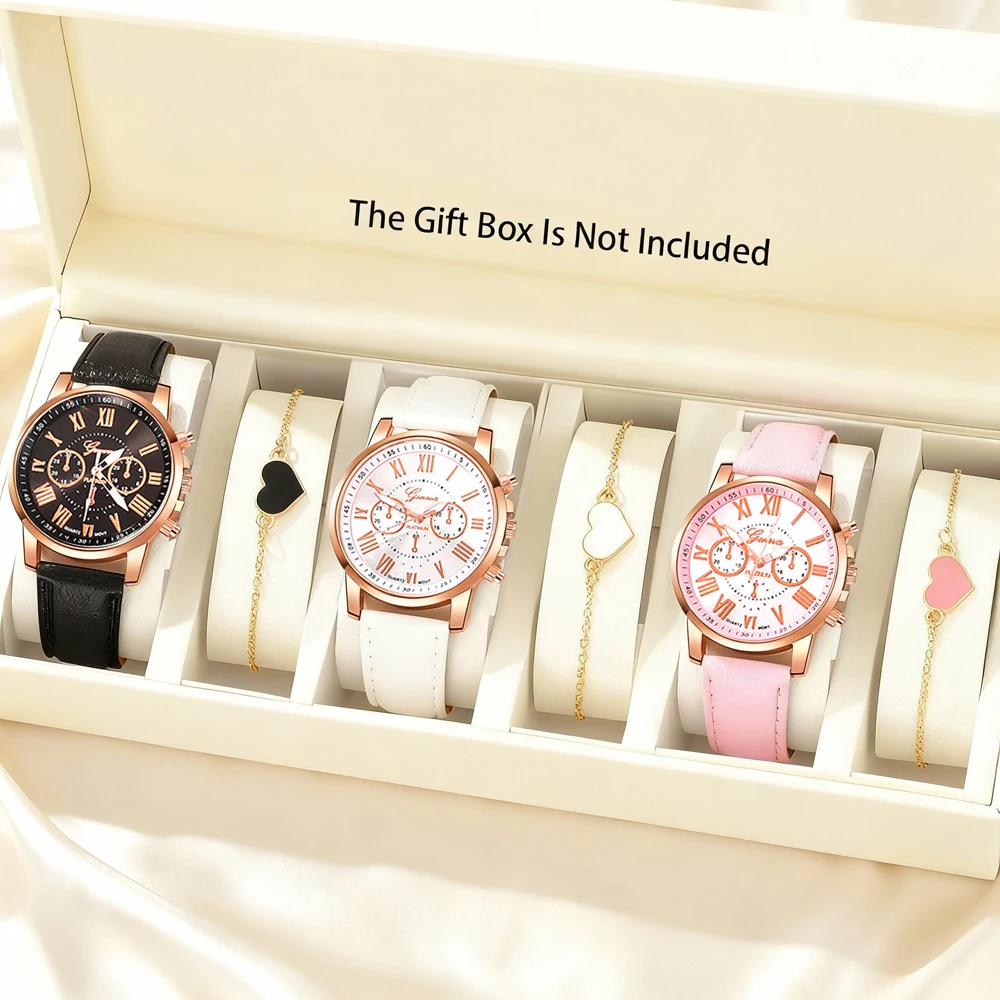6-piece women's watch+accessory set, new fashionable watch+elegant accessories, the best choice for gift givinge