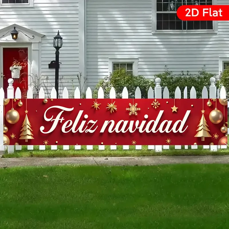VIKAMA "Feliz Navidad" Banner navideño, Decoraciones para interiores y exteriores, Banner de bienvenida para patio al aire libre, Decoraciones festivas