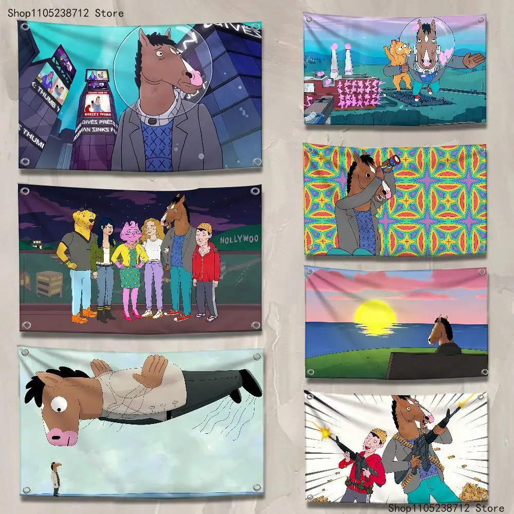 

Cartoon B-BOJACKs H-HORSEMAN Flag Tapestry Banner For Bedroom Outdoor Living Room Restaurant Bar Wall Decor Party