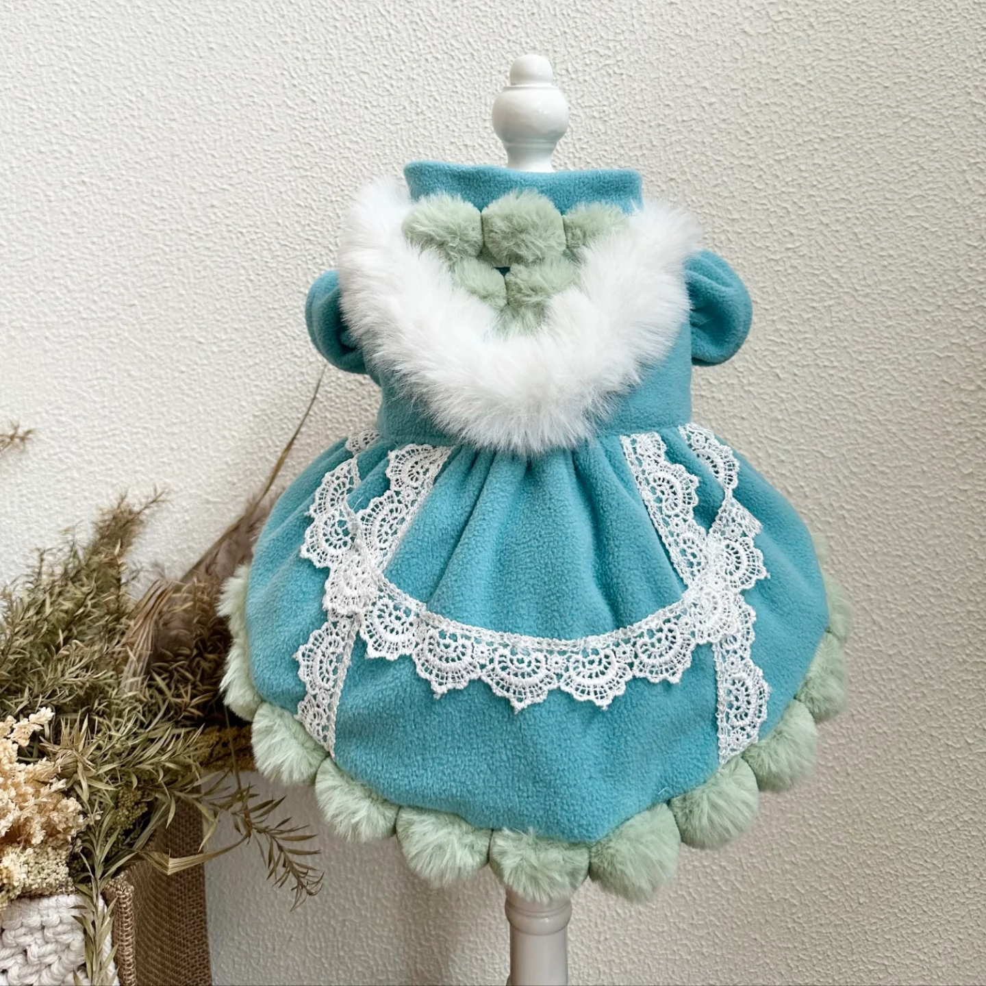 

Puppy Dog Christmas Clothing Autumn Winter Warm Cotton Velvet Bow Princess Dress For Small Medium Dog Schnauzer Pet Dog Clothes