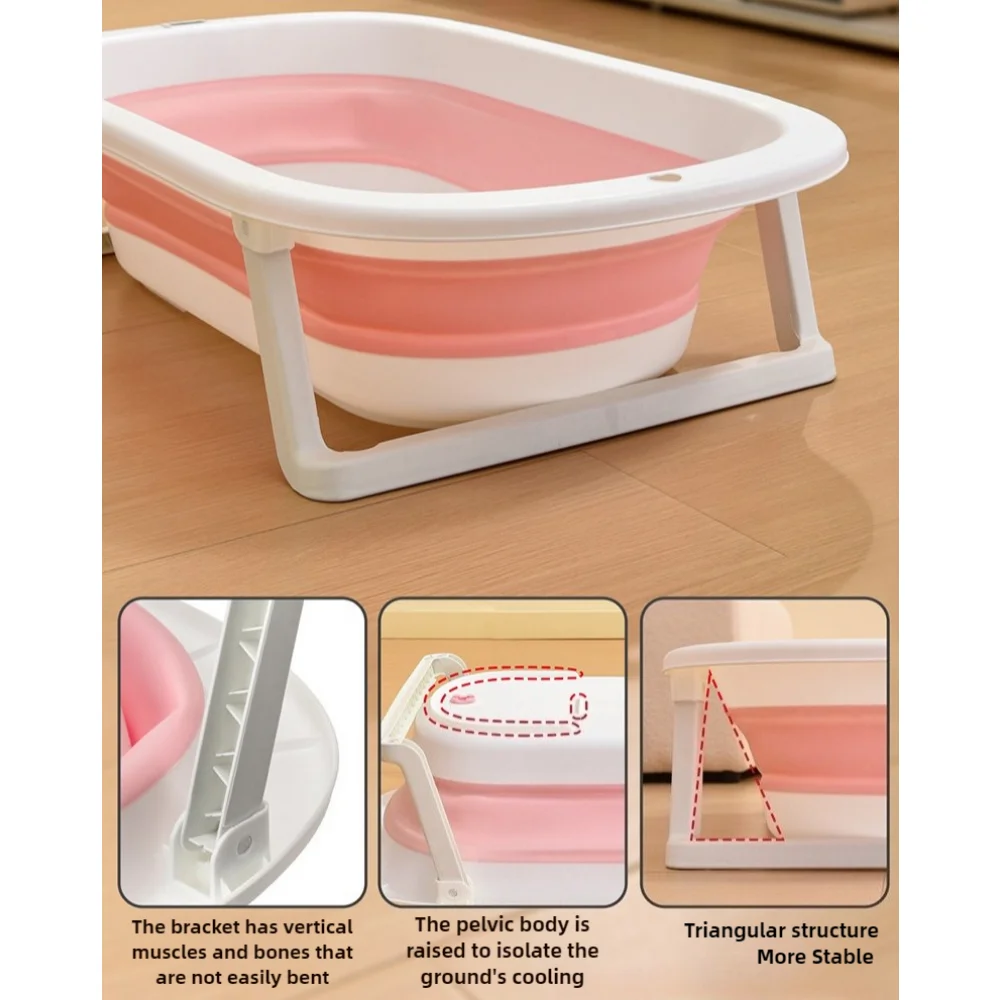 Baby folding bathtub, Plastic pet Elongated bath tool,  portable with soft pad