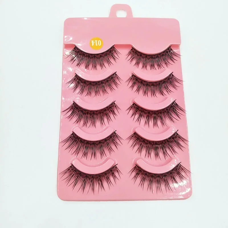 5 Pair 3D Rhinestone False Eyelashes Long Thick Lashes Extension Eyelash Party Bar Halloween Supplies Eye Makeup Blue