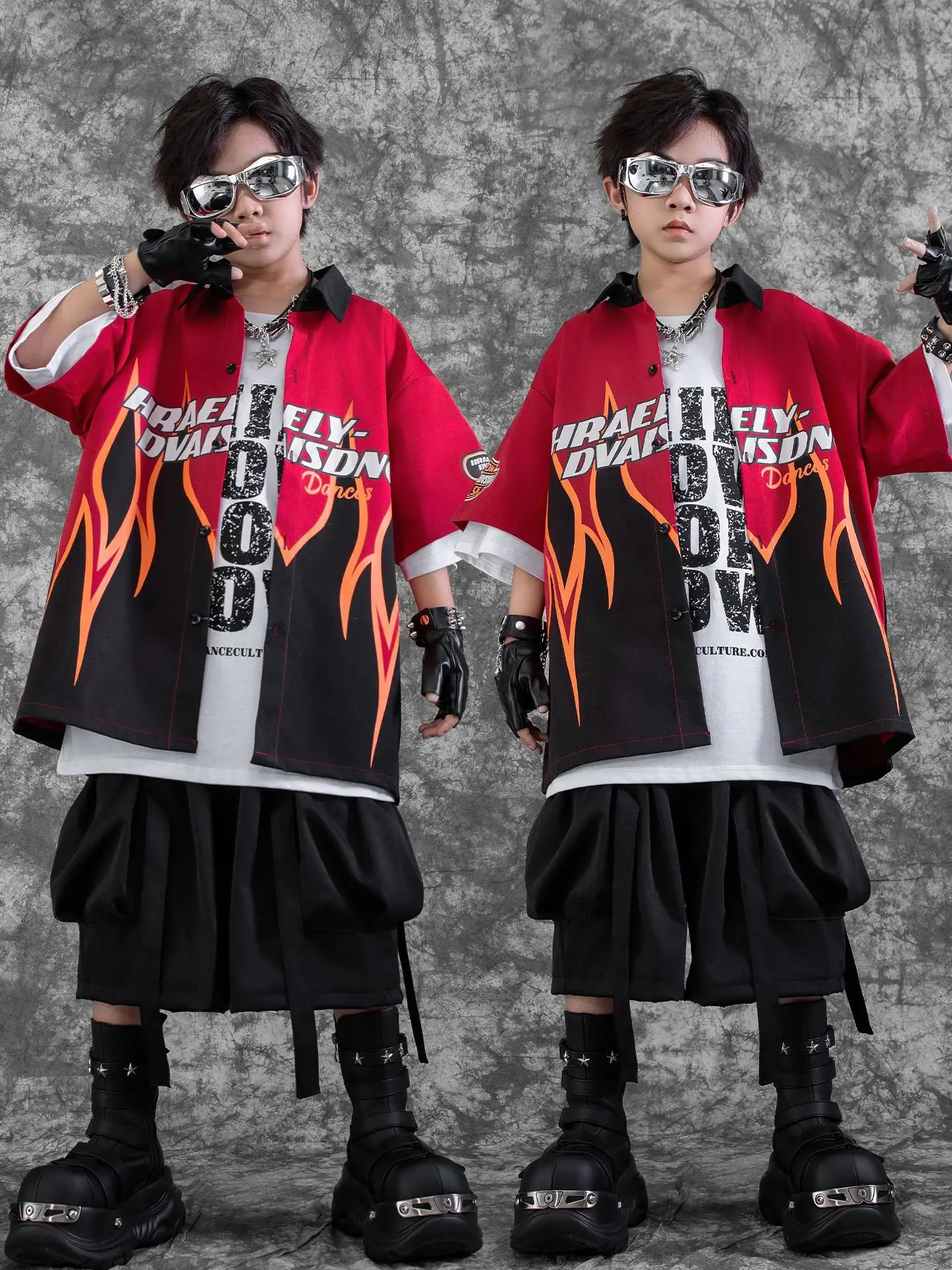 Kinderen Ballroom Dans Pakken Kids Prestaties Kpop Outfit Jongens Hip Hop Kleding Korte Mouwen Jazzdans Kostuums DW10913