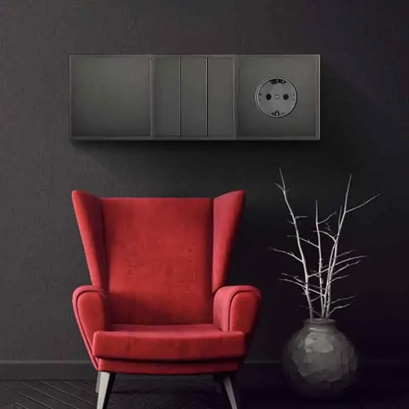 FCSS Plastic Panel Wall Light Switches 1/2/3/4 Gang Button Switch with Wall EU TV NET Socket Function Parts DIY Korean Standard