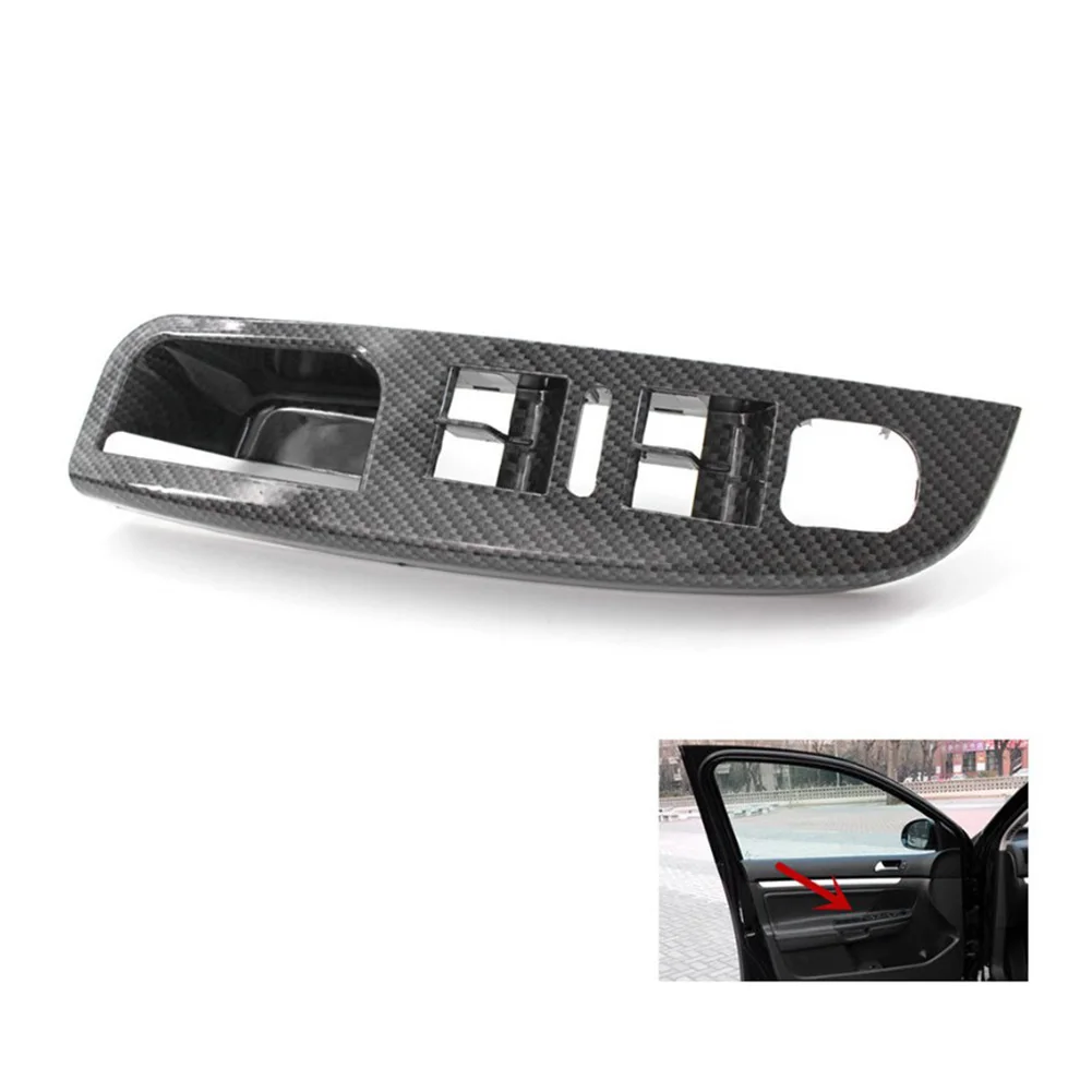 Side Grab Handle Carbon Fiber Door Window Switch Control Panel Cover Trims Frame for Jetta MK5 Golf 5 2005-2009