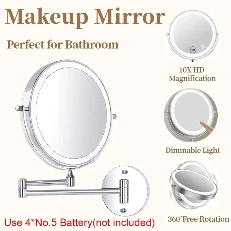 

Wall Folding Makeup HD Mirror Double Side Fill Light Bathroom Smart Cosmetic Mirrors for Household Decor Makeup MirrorMagnifying
