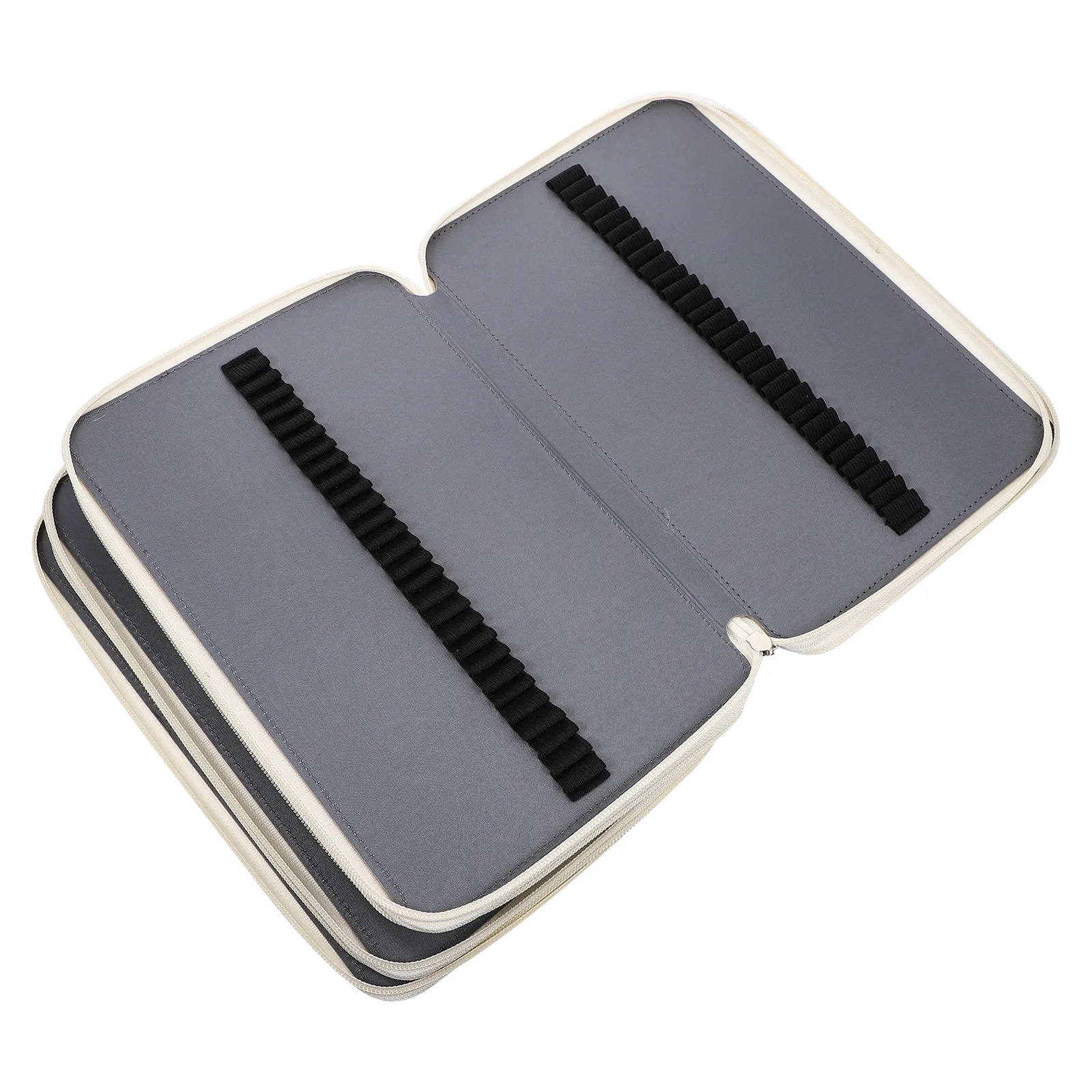 1Pcs 216 Hole Pencil Bag Marbling Pattern Portable Handle Strap Multi-Functional Stationery Pouch Elastic Tape Drawing Pencils