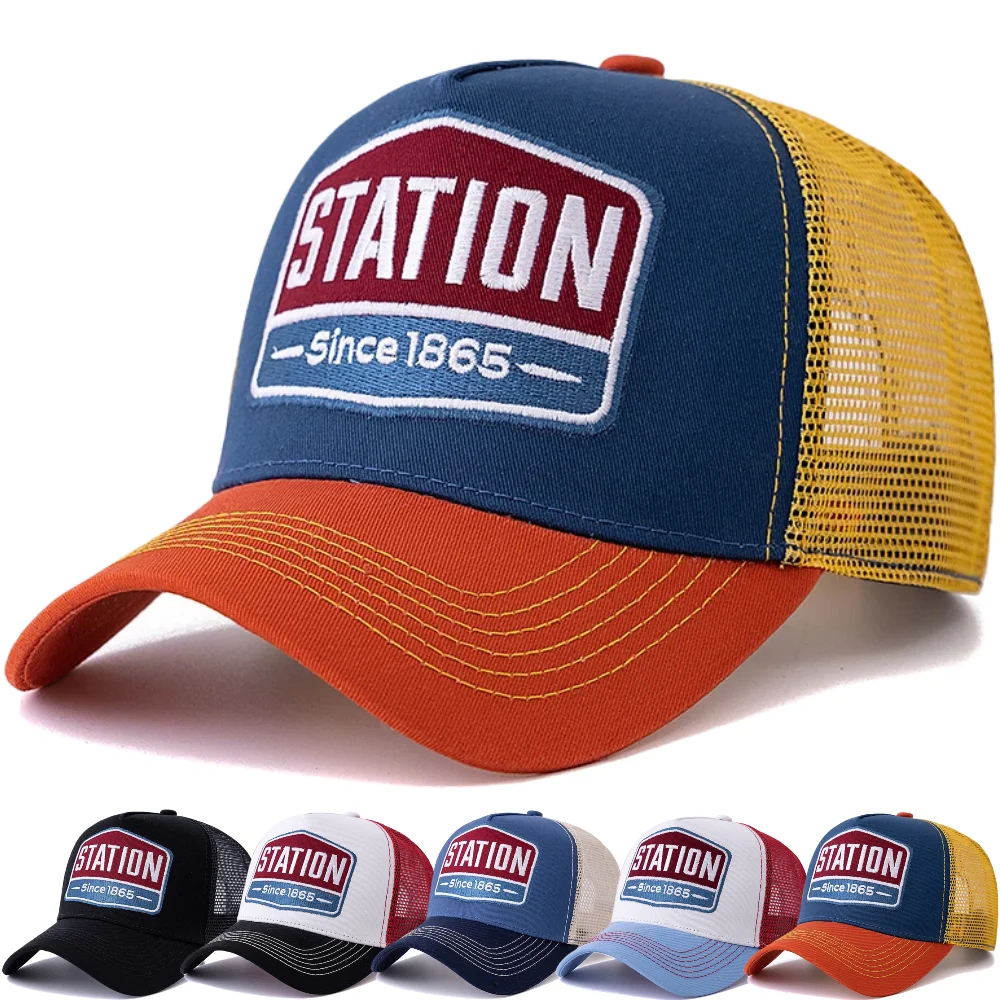 Gorra de béisbol Unisex con patrón de letras de estación clásica, gorra de malla para hombres y mujeres, ropa de calle transpirable, gorra de camionero de verano