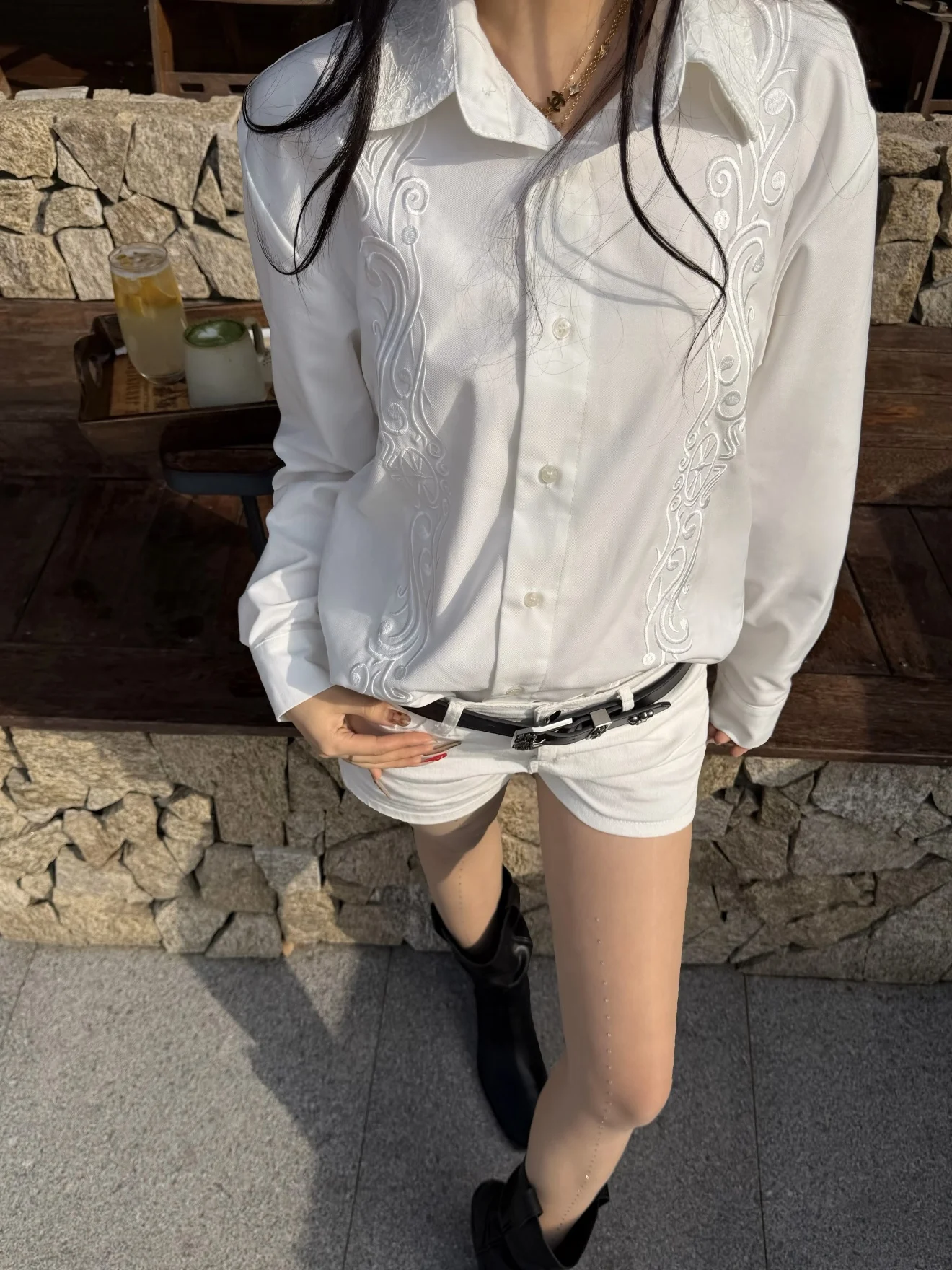 Retro American Lace Embroidery Long Sleeve Shirt Men Summer Casual Elegant Inner Wear Jacket Loose Fit Breathable Youth Trend