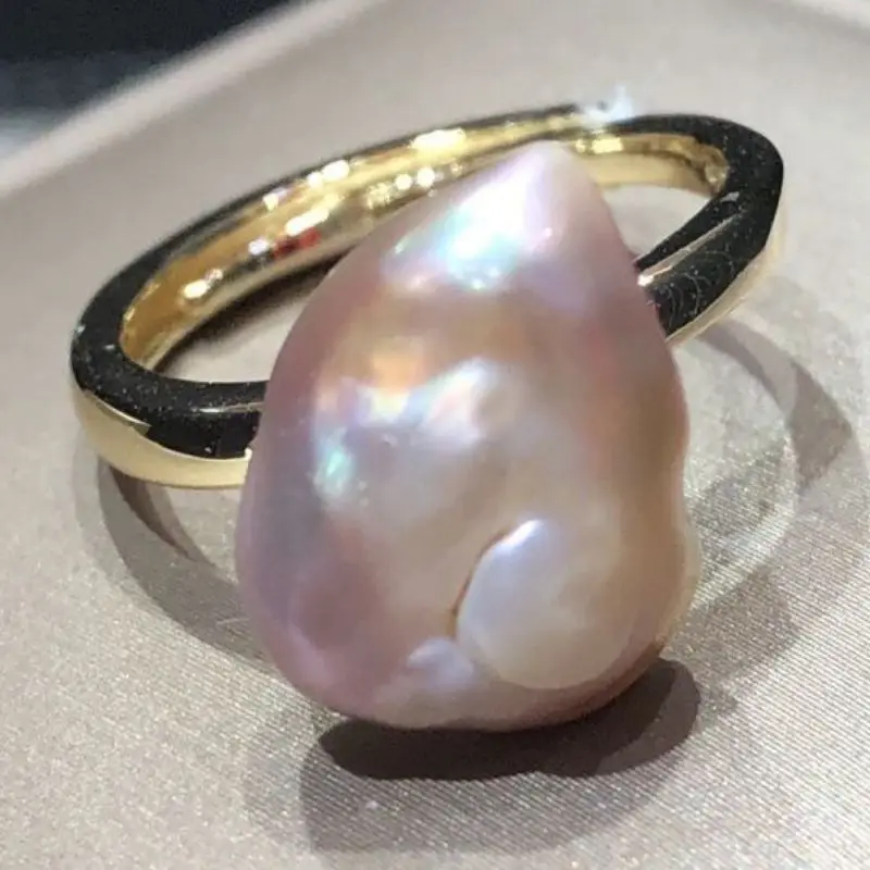 

Регулируемое серебряное кольцо с фиолетовым жемчугом, 18 К