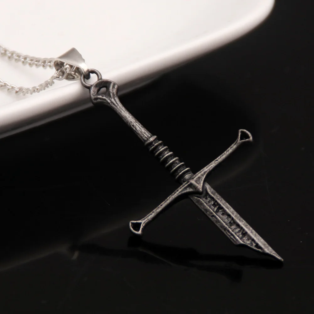Movie Aragorn Narsil Broken Sword Cosplay Necklace Vintage Punk Choker For Women Men Jewelry Accessories Gifts image 5