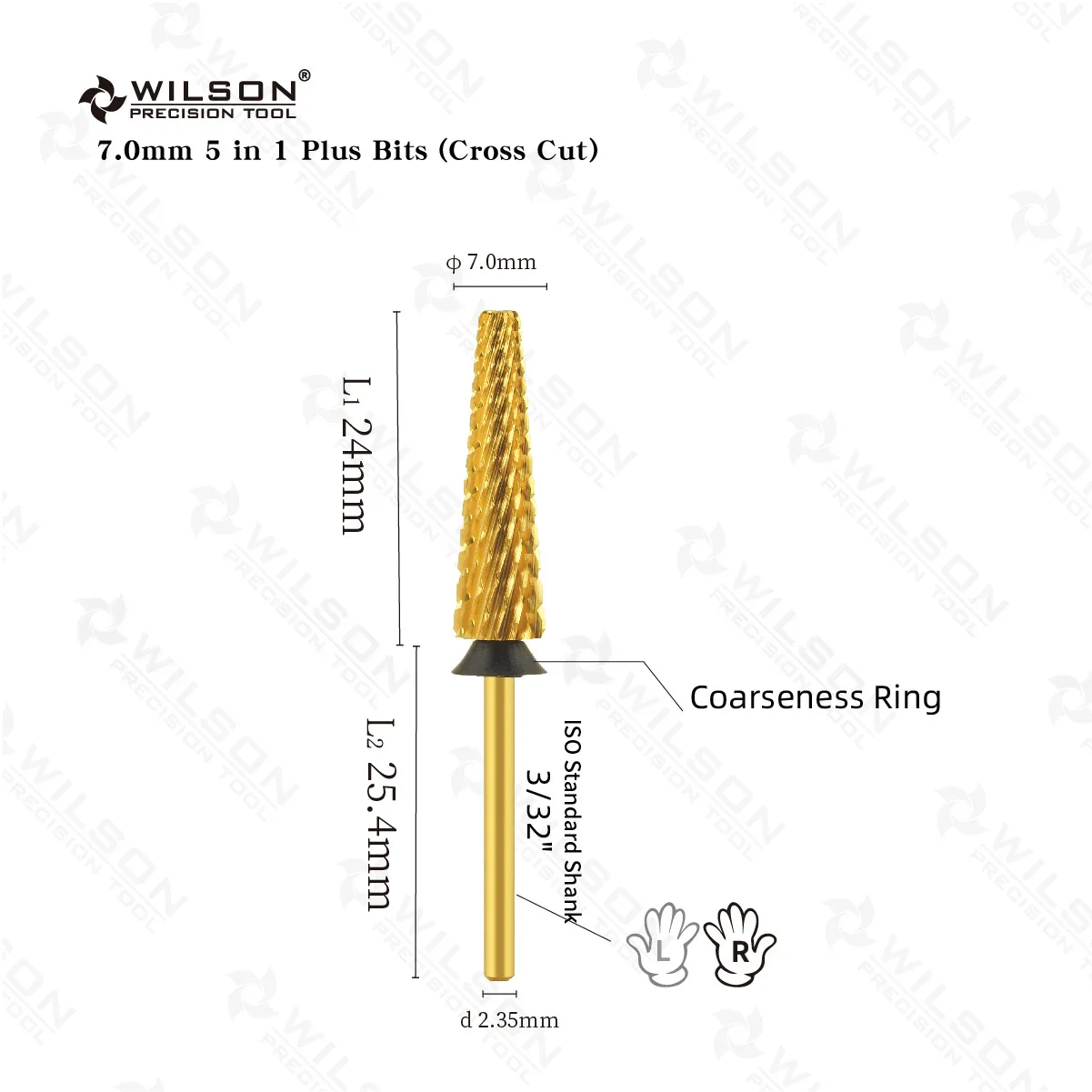 WILSON Super Long Flute Serie 7.0mm 5 in 1 Bits (Cross Cut)Nail drill bits Remove gel carbide Manicure tool accessories Hot sale