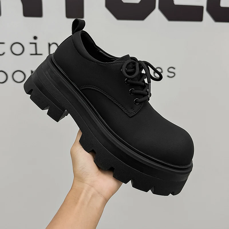 

Men's Black thick soled shoes Luxury fashion and casual styles Work business office Outdoor shoes height increasing New